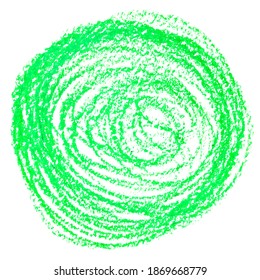 Green Crayon Circle Isolated On The White Background