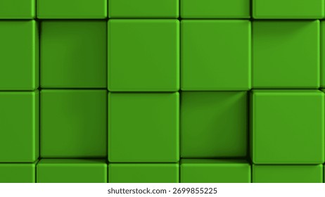 green cube background, 3d rendering of abstract cube background, wallpaper 4k video resolution