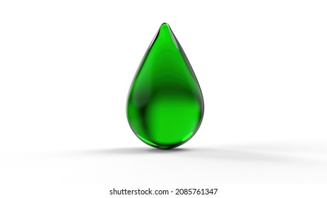 Green Dishwashing Liquid Drop In 3d Illustration