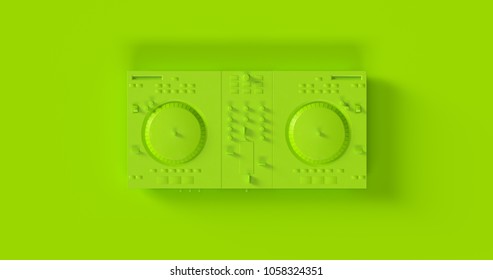 Green DJ Decks 3d Illustration	