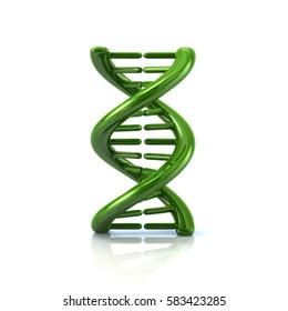 Green DNA molecule icon 3d rendering isolated on white background