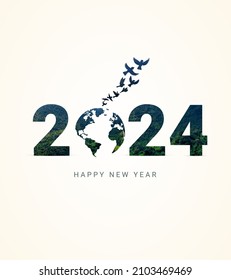 Green Earth 2024 New Year 2024 Stock Illustration 2103469469   Green Earth 2024 New Year 260nw 2103469469 