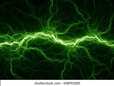 Green electric lighting, abstract electrical storm
