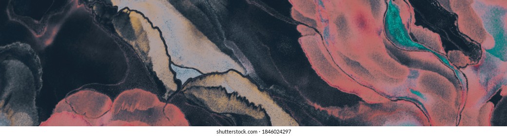 Стоковая иллюстрация: Green Elegant Texture. Violet Silky Background. Black Luxury Element. Pink Vintage Template. Space Acrylic Image. Dark Faded Paper. Yellow Abstract Drawing.