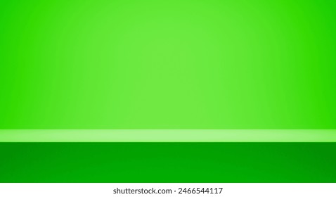 Green empty bright background copy space. festive and advertising eco background - place for your text and design, product placement show room. green color minimalism backdrop with spotlight gradient