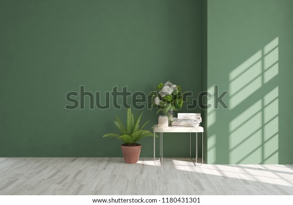 Green Empty Room Scandinavian Interior Design Stock Illustration ...