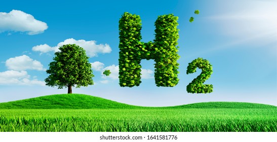 Green Energy Hydrogen Symbol - 3D Illustration