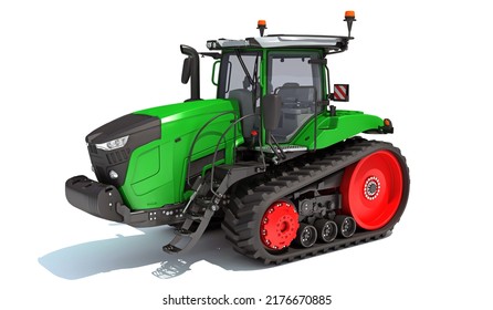 Green Farm Tractor 3D Rendering