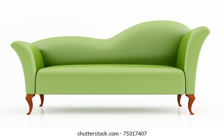 Green Fashion Couch Isolated On White - Rendering