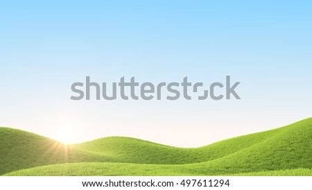 Green field. 3D rendering