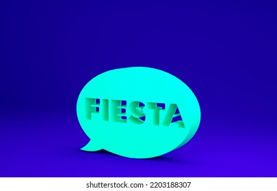 Green Fiesta Icon Isolated On Blue Background. Minimalism Concept. 3d Illustration 3D Render.