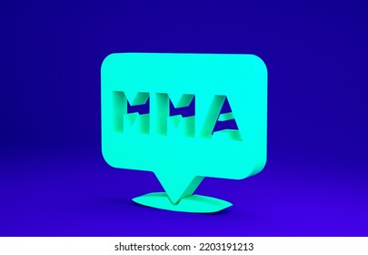 Green Fight Club MMA Icon Isolated On Blue Background. Mixed Martial Arts. Minimalism Concept. 3d Illustration 3D Render.