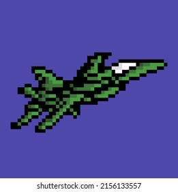 Green Fighter Plane Pixel Image