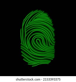 Green Fingerprint In 3D Style