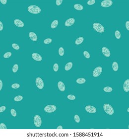 Green Fish Trophy Hanging On The Board Icon Isolated Seamless Pattern On Green Background. Fishing Trophy On Wall.  