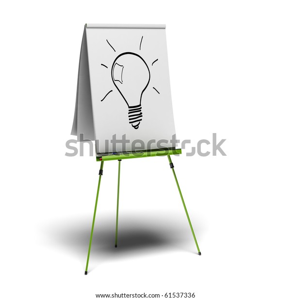 Grunes Flipchart Mit Einer Hellen Gluhbirne Stockillustration