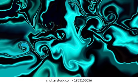 Green flowing liquid waves abstract motion blurred background. Trendy vibrant texture, fashion textile, neon colour, ambient graphic design, screen saver.