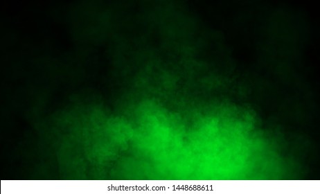 Green Fog And Mist Effect On Black Background. Smoke Texture.