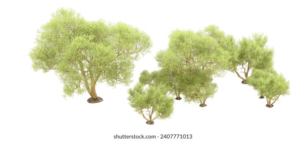 Green forest isolated on background. 3d rendering - illustration - Powered by Shutterstock