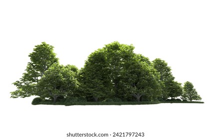 Green forest isolated on background. 3d rendering - illustration - Powered by Shutterstock