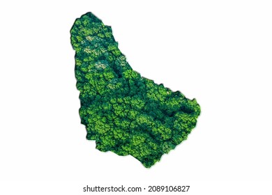 Green Forest Map of Barbados, on white background