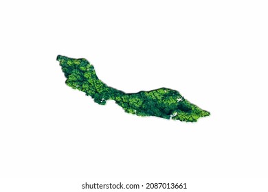 Green Forest Map of Curacao, on white background