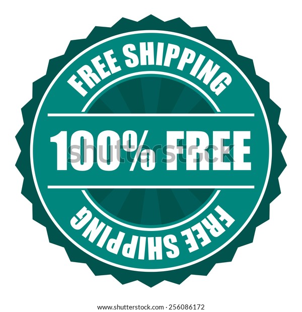 green free shipping 100% free icon,\
tag, label, badge, sign, sticker isolated on white\
