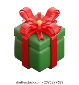 green gift box with red ribbon  3d rendering. - Powered by Shutterstock