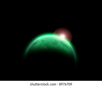 Green Glowing Planet abstract Background