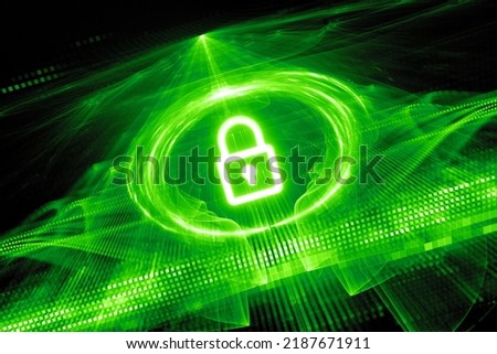 Green glowing vibrant quantum encryption, computer generated abstract fractal illustration, 3D rendering