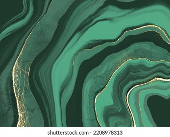 fondo de pantalla de arte abstracto de oro verde esmeralda. fondo grande.