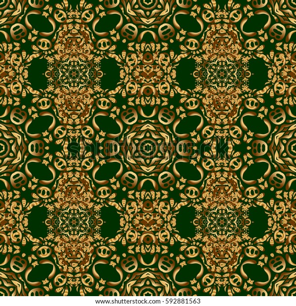 Green and golden pattern. Elegant classic\
golden seamless pattern. Seamless abstract background with golden\
repeating\
elements.