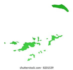 Green gradient British Virgin Islands map. Detailed, Mercator projection.