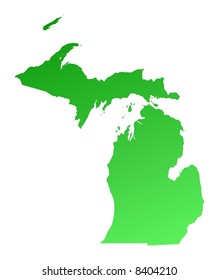 Green Gradient Michigan Map Usa Detailed Stock Illustration 8404210 ...