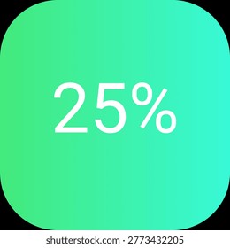 Green gradient rounded square icon for twenty five percent off deal with discount promotion gradient marketing shopping business commercial reduction advertising template consumer commerce