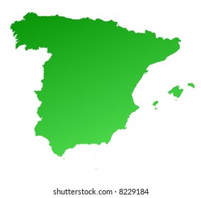 Green Gradient Spain Map Detailed Mercator Stock Illustration 8229184 ...