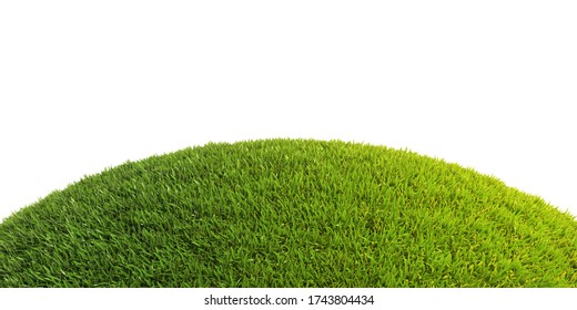 Green Gras Lawn Hummock On White Background 3d Rendering