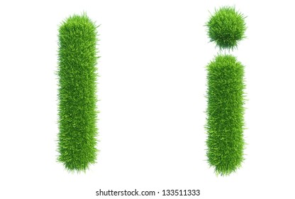 green grass alphabet isolated on white background