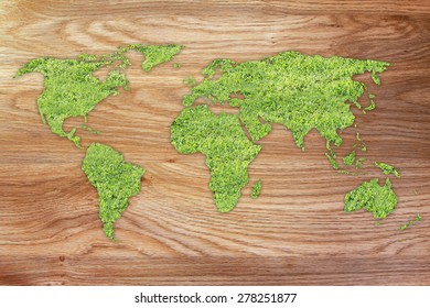 Green grass creating the map of the world