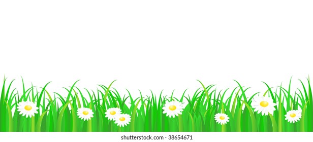 Green Grass Daisy Vector Pattern On Stock Vector (Royalty Free ...