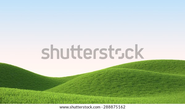 Green Grass Field Ideal Landscape 3d Stock Illustration 288875162