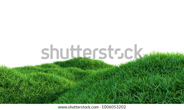 白い背景に小さな丘の緑の草原 3dイラスト のイラスト素材