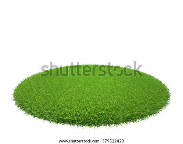 白い背景に緑の芝生の島 のイラスト素材