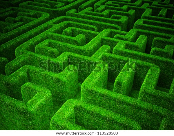 Green Grass Maze Background Horizontal 3d Stock Illustration 113528503