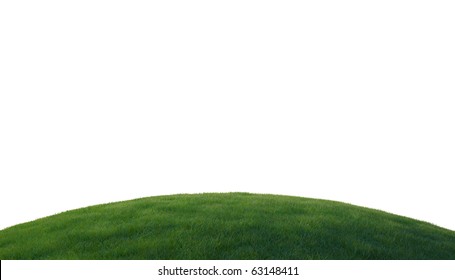 Green Grass On Hill Isolated Over White Background