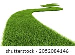 Green Grass path. Grass road on white background. 3d rendering