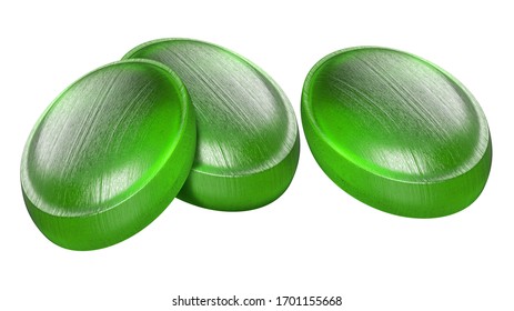 Green Hard Candy Isolated On White Background. 3d Illustration