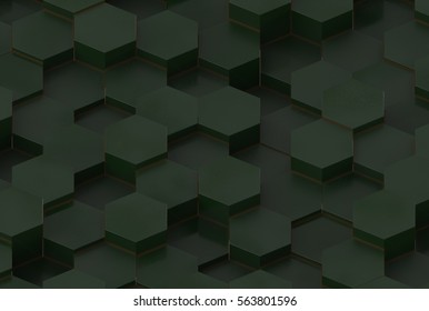 Green Hexagon Background Texture. 3d render