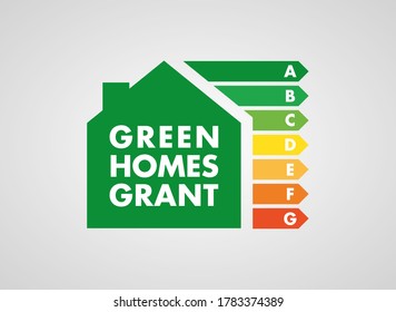 Green Homes Grant Scheme Badge Icon. Green Deal. UK 2020. Energy Efficient Home Improvements