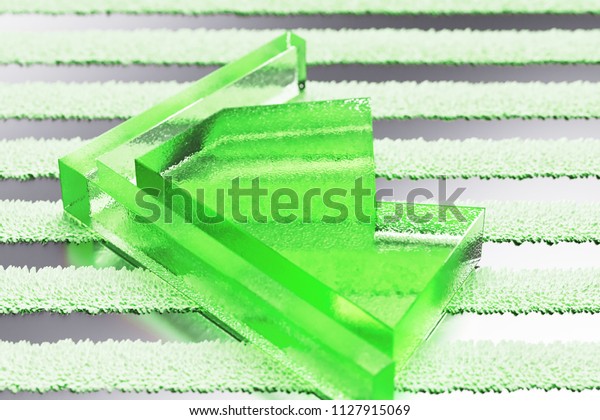Green Industry Icon on the\
Silver Stripes Background. 3D Illustration of Green Ecology,\
Energy, Industry, Plant, Pollution, Power, Smoke Icon Set With\
Striped Pattern.